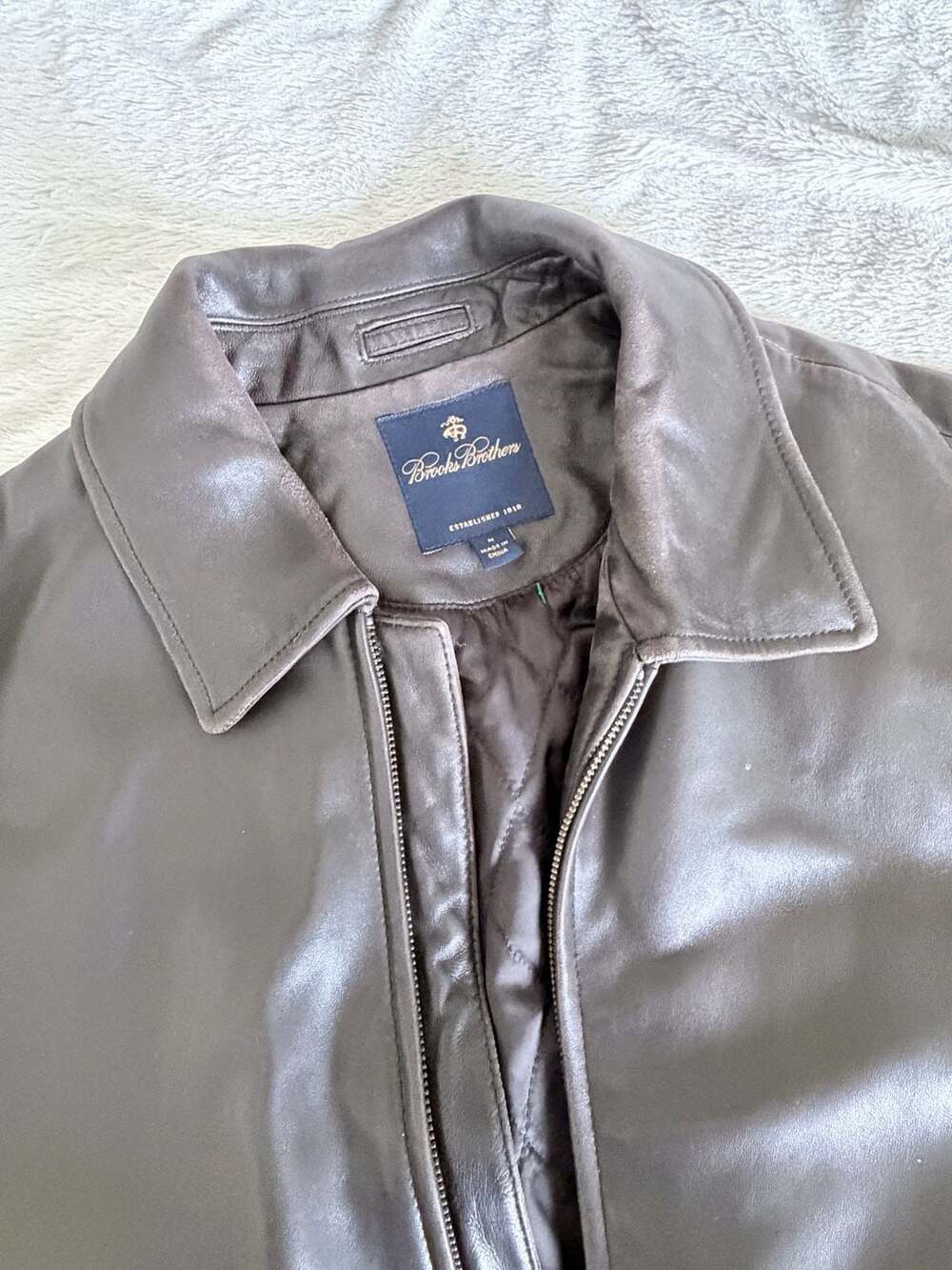 Brooks Brothers Men's Leather Bomber Jacket Size M